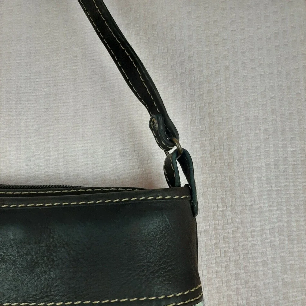 Guatemala Genuine Leather Crossbody Stitch Embroidery Bag Brown Zipper Handcraft